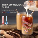 Set of 2 Clear Drinking Glasses with Bamboo Lids & Glass Straws - Perfect for Iced Coffee, Beer, Cocktails & More - Ideal Funny Gift! - Image 4