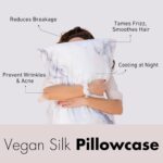 Luxury Satin Pillowcase Gift Set for Women - Silky Soft Grey Ivory, Reduces Frizz, Includes Eye Mask & Scrunchie - Perfect Gift for Mom, Daughter, or Girlfriend - Image 2