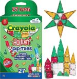 Crayola Holiday Glitter Magnetic Tiles - 27-Piece STEM Building Set for Kids, Perfect Travel Toy for Boys and Girls - Image 2