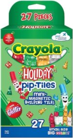 Crayola Holiday Glitter Magnetic Tiles - 27-Piece STEM Building Set for Kids, Perfect Travel Toy for Boys and Girls - Image 3