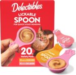 Delectables Lickable Spoon Cat Treats - Real Chicken & Salmon Puree, Grain-Free, Mess-Free Variety Pack, 20 Count