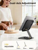 360° Spin Tablet Dock for Desk - Ultra-Thin Foldable Holder with Solid Base for iPad Pro/Air 2025, Kindle, iPhone 17 - 4.7-13" Gadget Magic - Image 3