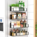 Metal 4 Pack Magnetic Spice Storage Rack Organizer for Refrigerator and Oven, Black Fridge Organizers and Storage - Image 11
