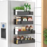 Metal 4 Pack Magnetic Spice Storage Rack Organizer for Refrigerator and Oven, Black Fridge Organizers and Storage - Image 9